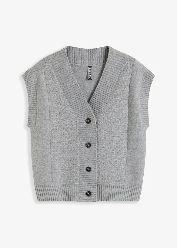 Gilet sans manches en maille à motif torsadé, bonprix