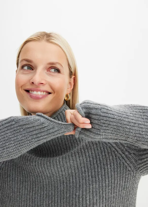 Pull en maille &agrave; col montant, bonprix