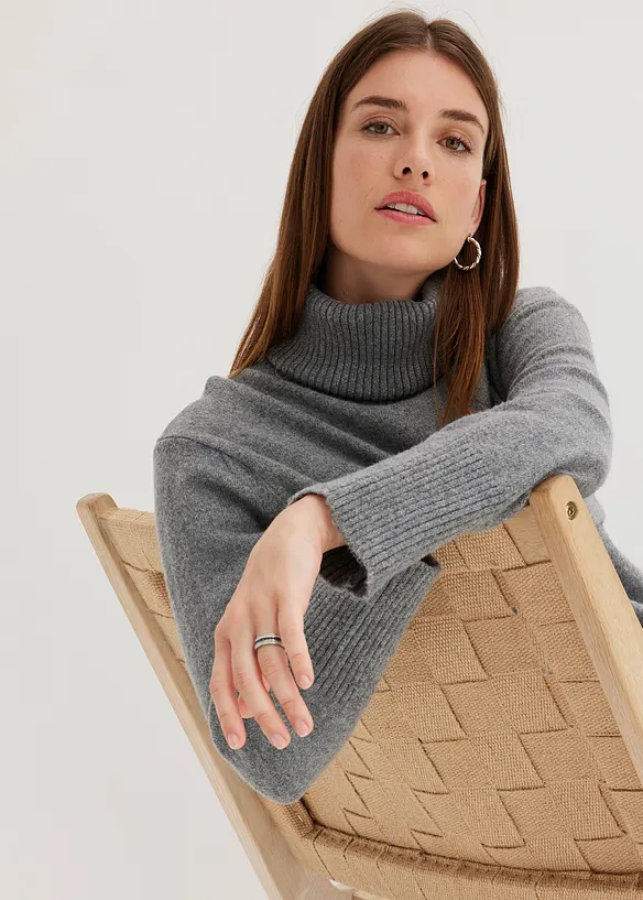 Robe en maille à col roulé, bonprix