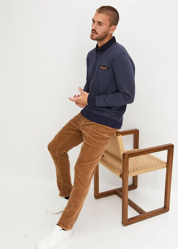 Sweat-shirt en coton à col polo, bonprix