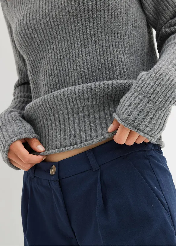 Pull en maille &agrave; col montant, bonprix