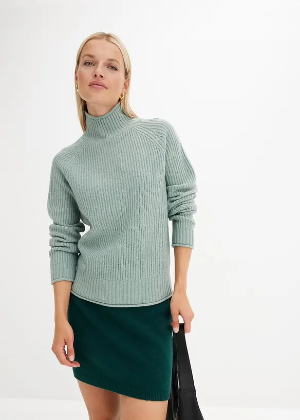 Pull en maille à col montant, bonprix