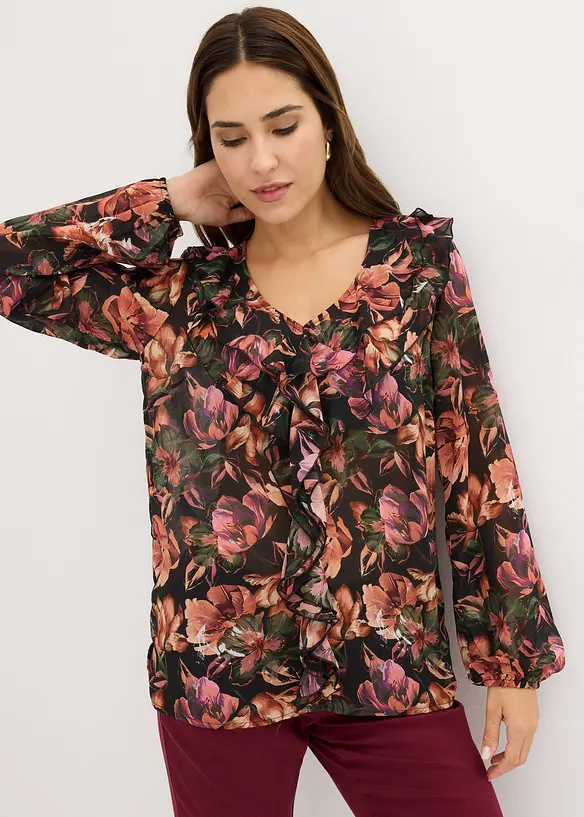 Tunique imprim&eacute;e en cr&ecirc;pe, bonprix