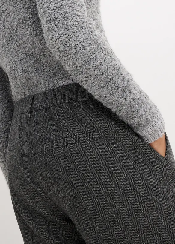 Pantalon à motif chevrons, laine majoritaire, bonprix