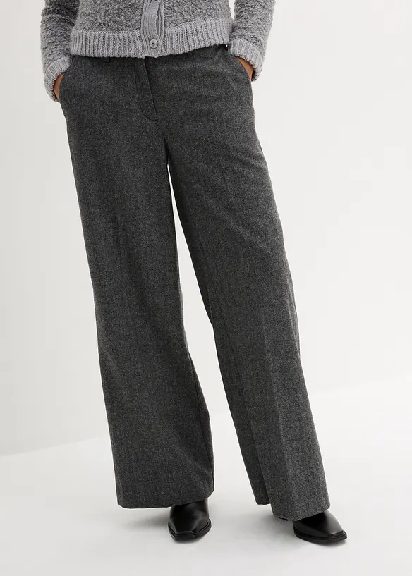 Pantalon à motif chevrons, laine majoritaire, bonprix