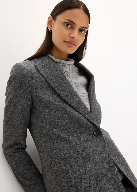 Blazer à motif chevrons, laine majoritaire, bonprix