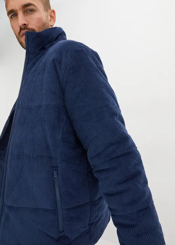 Doudoune en velours côtelé à capuche amovible, bonprix