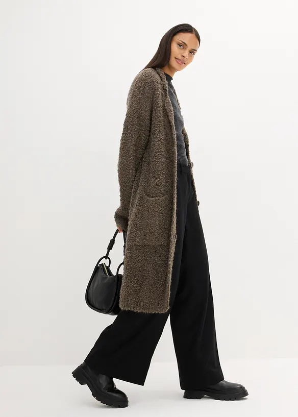 Gilet en maille en laine boucl&eacute;e, bonprix