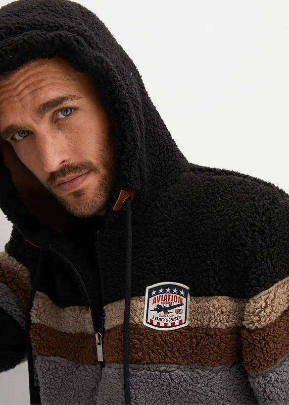 Veste en polaire peluche à capuche, bonprix