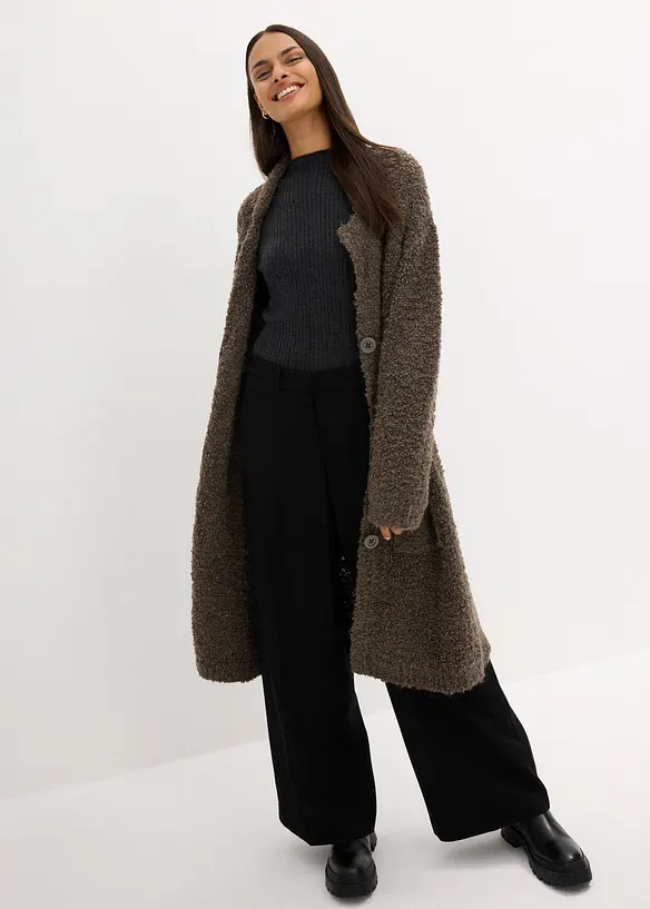 Gilet en maille en laine boucl&eacute;e, bonprix