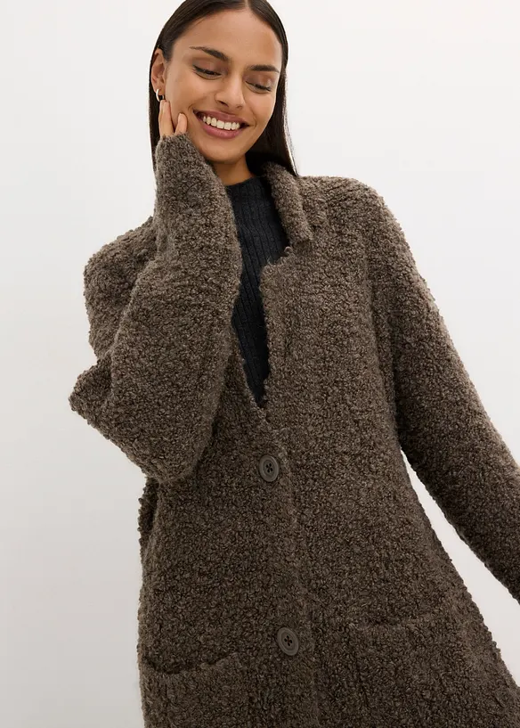 Gilet en maille en laine boucl&eacute;e, bonprix