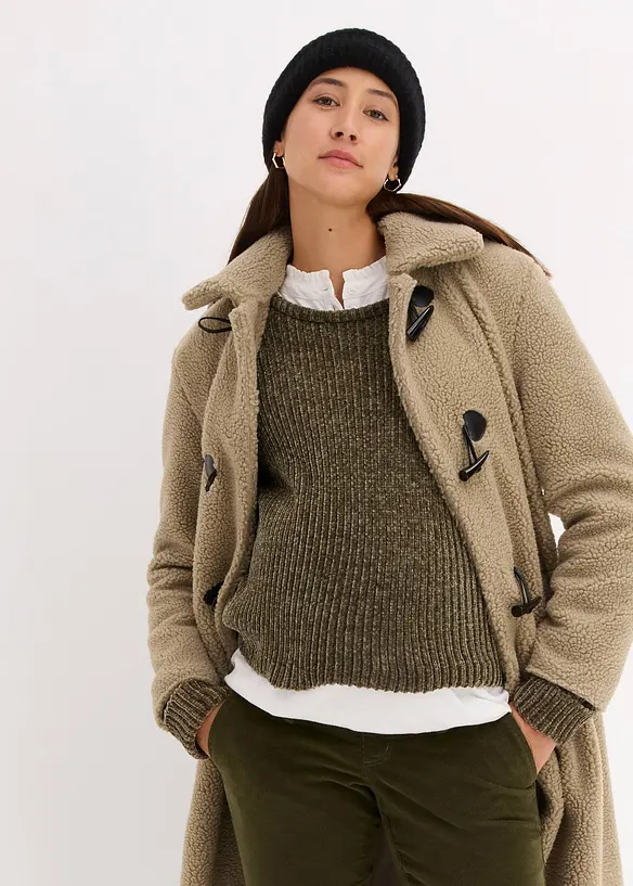 Manteau de grossesse en sherpa avec empiècement de portage, bonprix