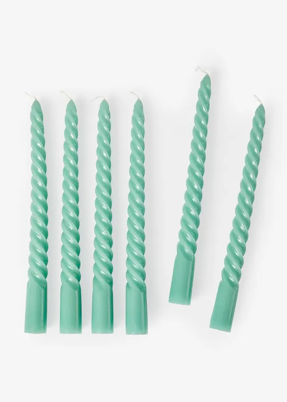 Lot de 6 bougies torsadées, bonprix