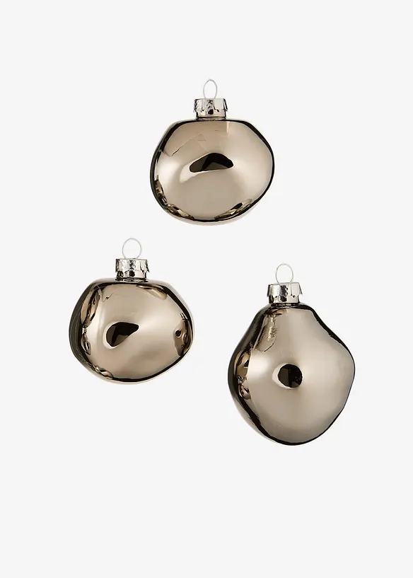 Lot de 3 boules de Noël aux formes organiques, bonprix