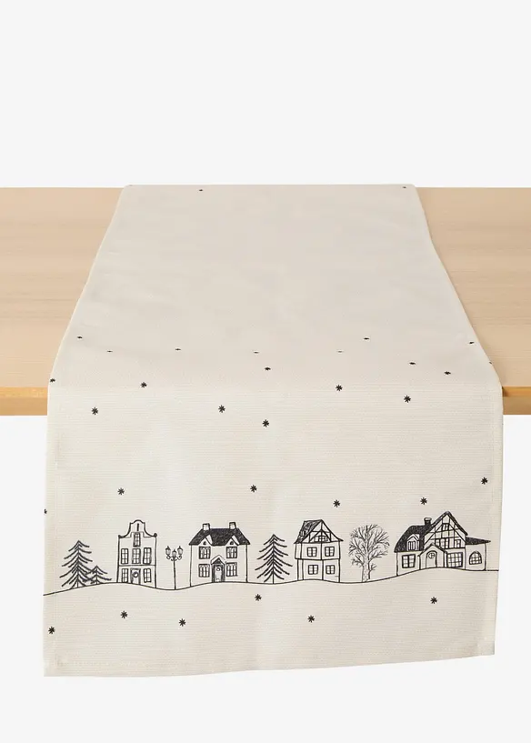 Chemin de table imprimé maisons, déperlant, bonprix