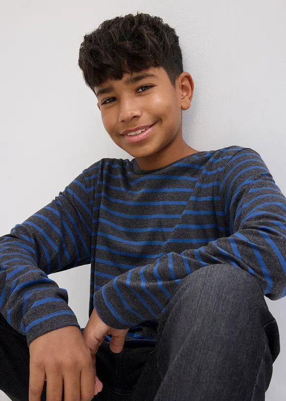 Lot de 2 T-shirts manches longues 100% coton, bonprix