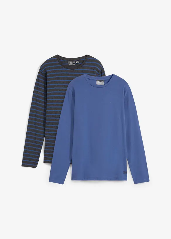 Lot de 2 T-shirts manches longues 100% coton, bonprix