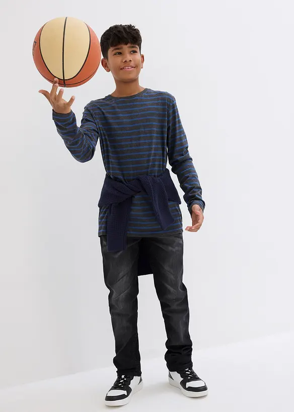 Lot de 2 T-shirts manches longues 100% coton, bonprix