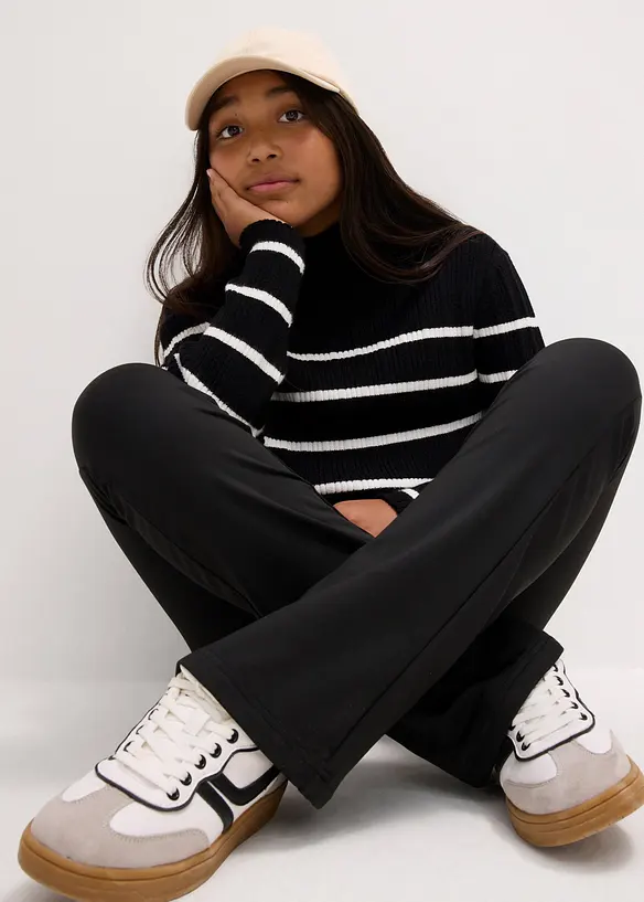 Pantalon évasé en jersey avec intérieur gratté, bonprix