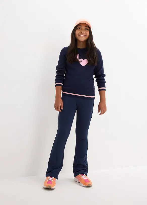 Pantalon évasé en jersey avec intérieur gratté, bonprix