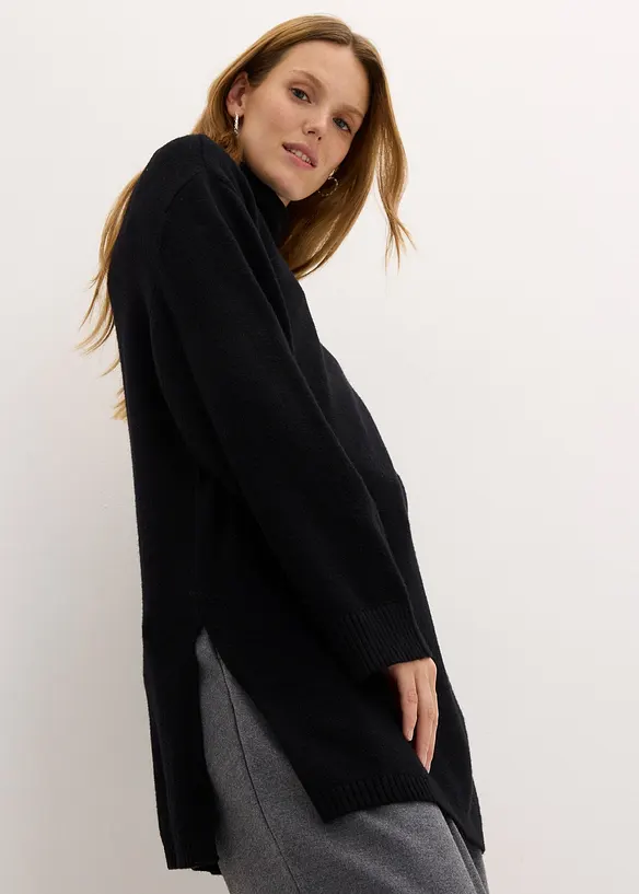 Pull long en fine maille fendu sur les côtés, bonprix