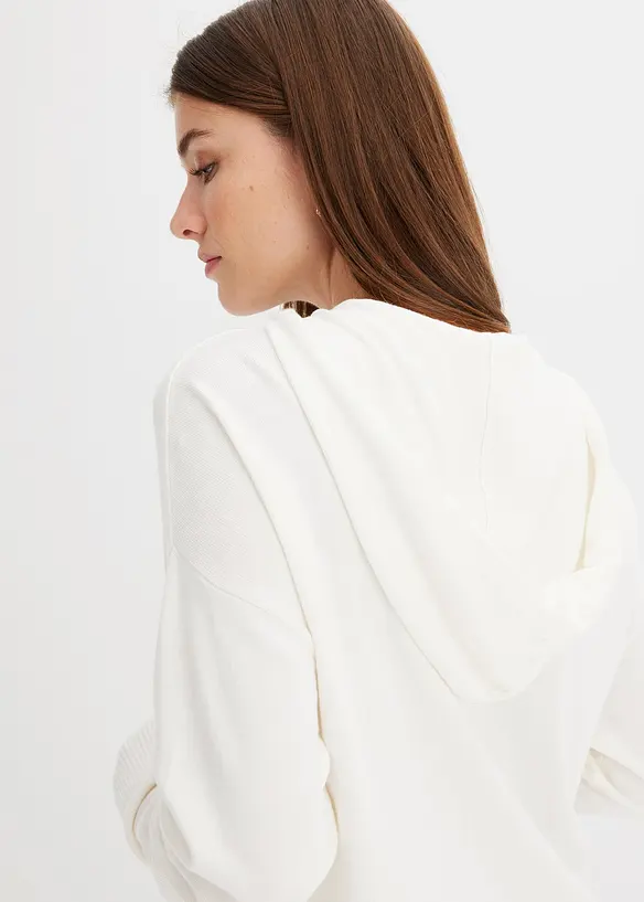 Sweat en maille à capuche et poche kangourou, bonprix