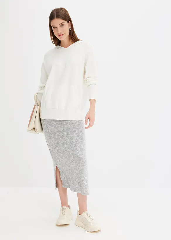 Sweat en maille à capuche et poche kangourou, bonprix