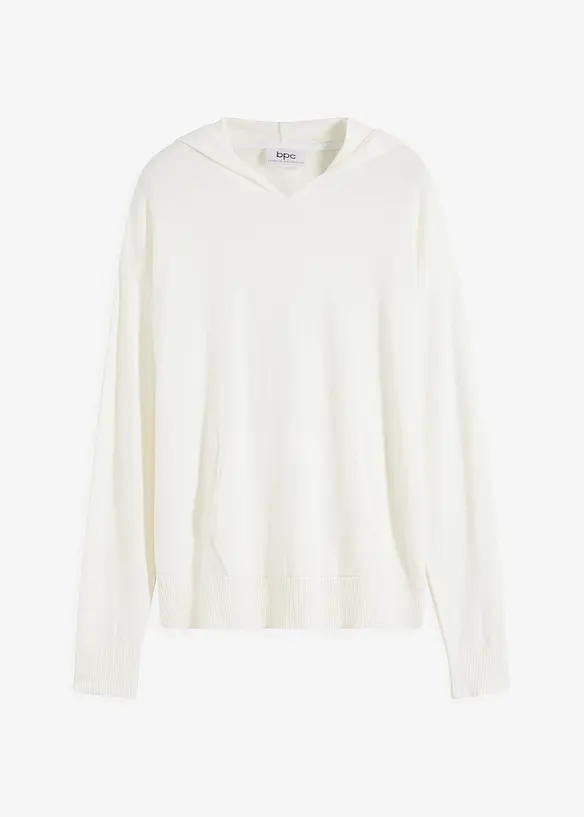 Sweat en maille à capuche et poche kangourou, bonprix