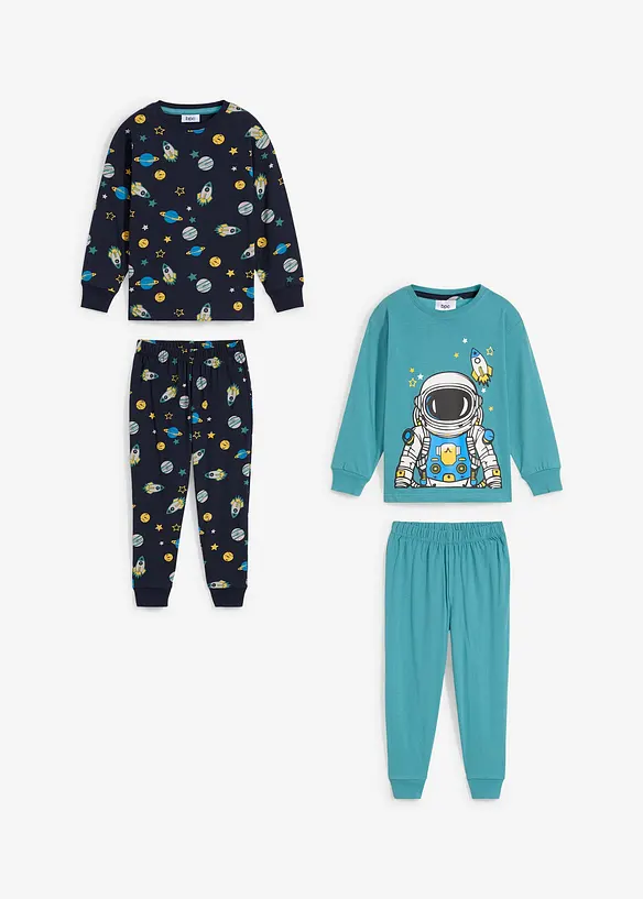 Lot de 2 pyjamas 100% coton, bonprix