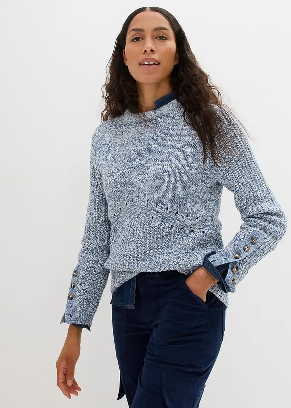 Pull en maille avec des boutons, bonprix