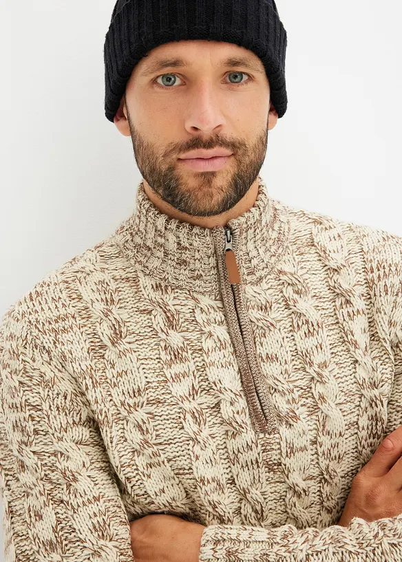 Pull camionneur chiné à torsades, bonprix