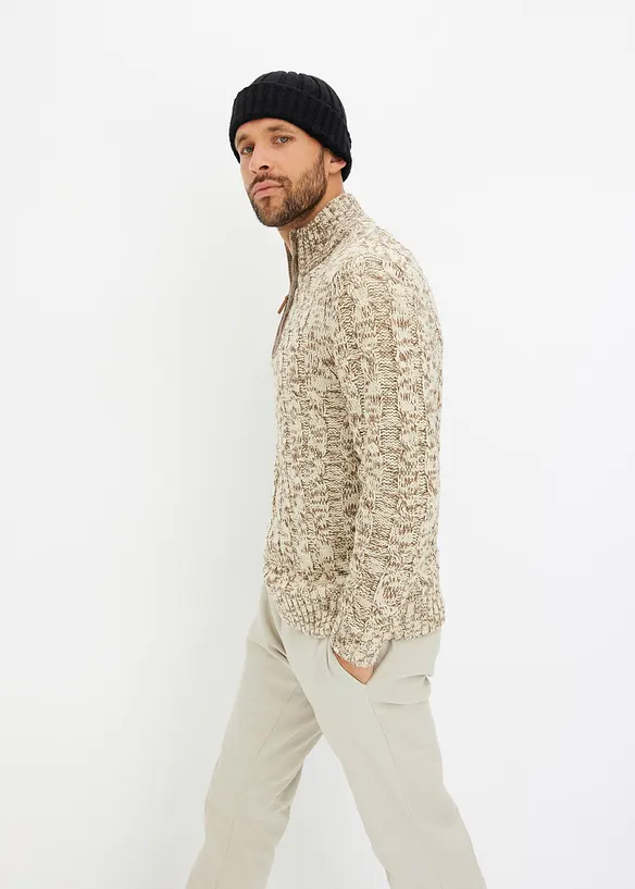 Pull camionneur chiné à torsades, bonprix