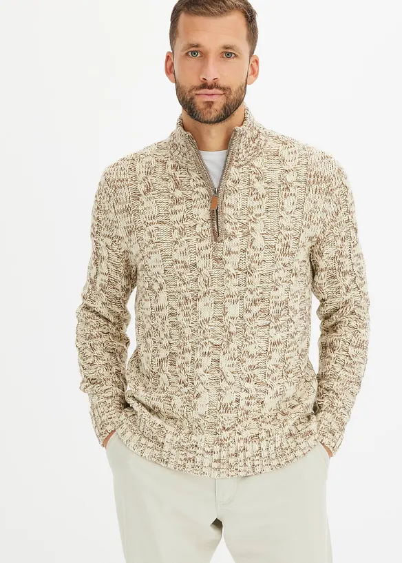 Pull camionneur chiné à torsades, bonprix