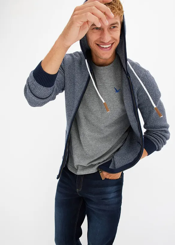 Gilet en maille à capuche, bonprix