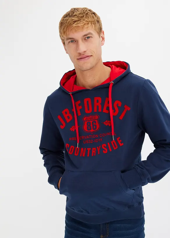 Sweat à capuche et imprimé floqué, bonprix