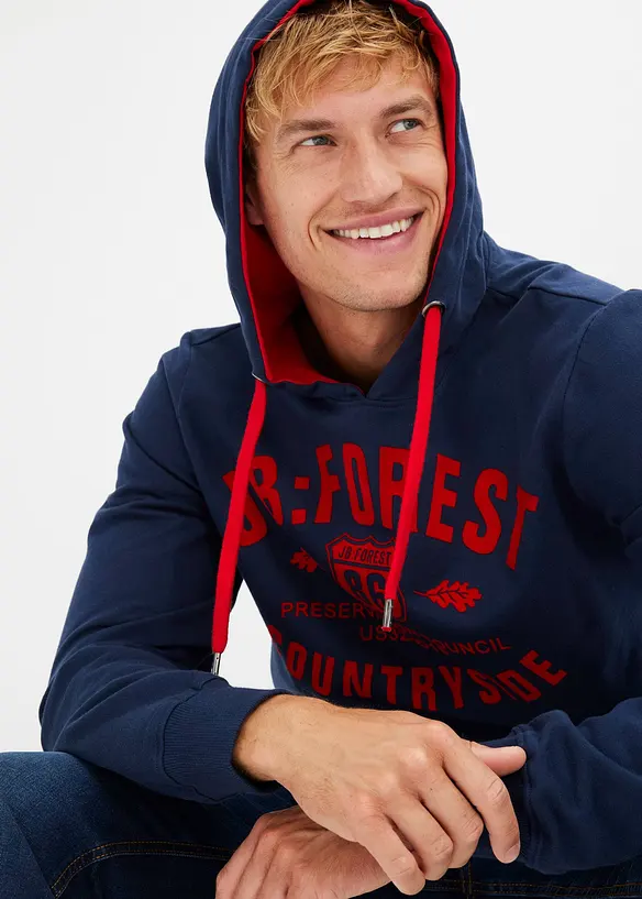 Sweat à capuche et imprimé floqué, bonprix