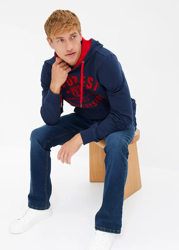 Sweat à capuche et imprimé floqué, bonprix