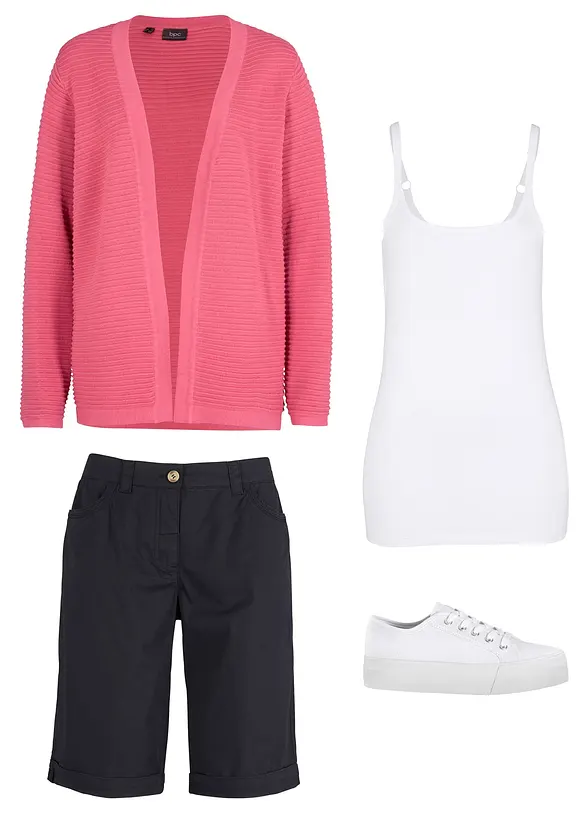 Bermuda paper touch en coton à taille confortable, bonprix