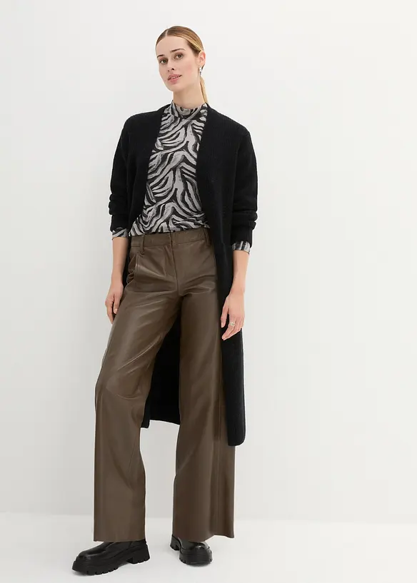 Pantalon large en cuir d’agneau nappa, bonprix