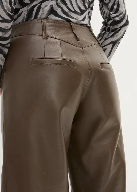 Pantalon large en cuir d’agneau nappa, bonprix