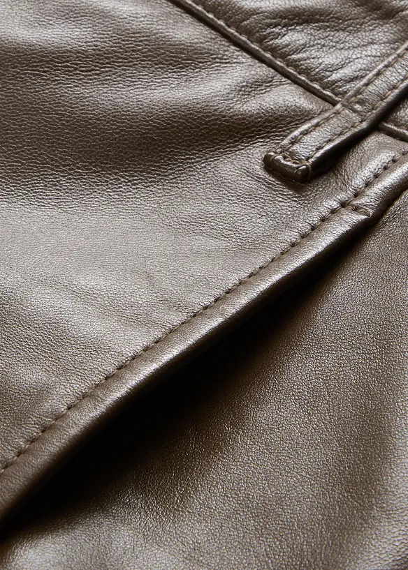 Pantalon large en cuir d’agneau nappa, bonprix