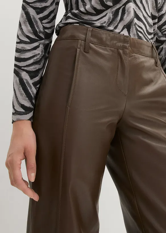 Pantalon large en cuir d’agneau nappa, bonprix