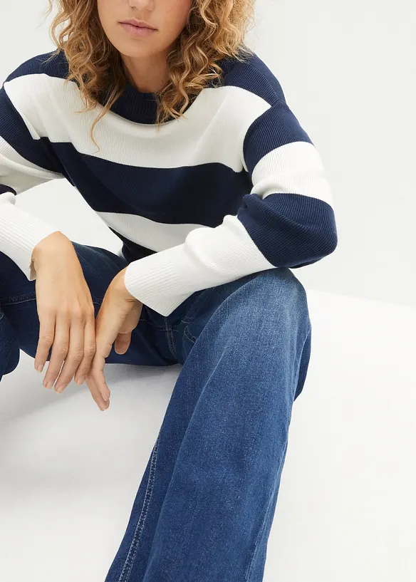 Pull en fine maille à larges rayures, bonprix