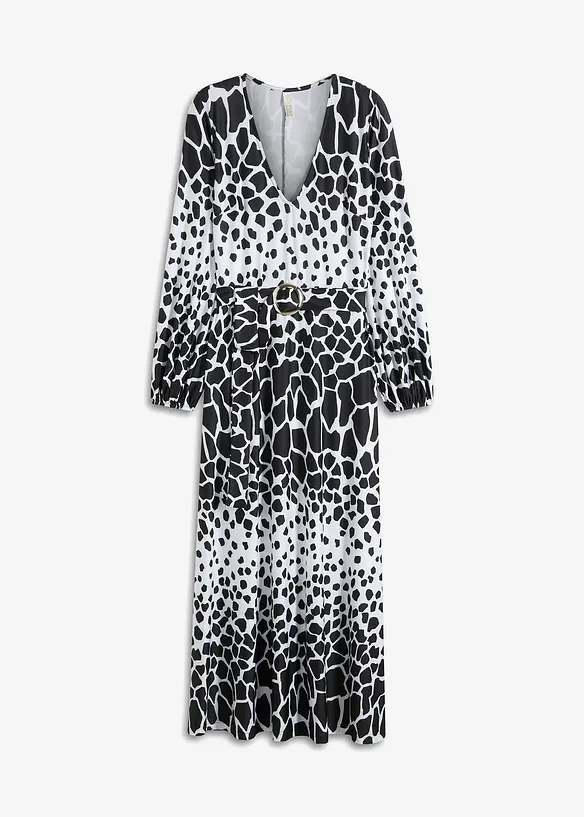 Robe en jersey avec lien &agrave; la taille et anneau, bonprix