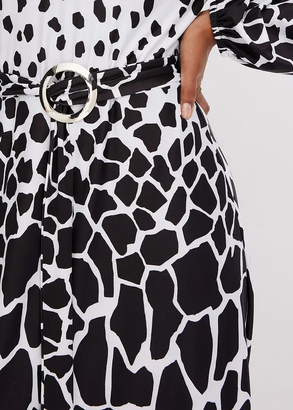 Robe en jersey avec lien &agrave; la taille et anneau, bonprix