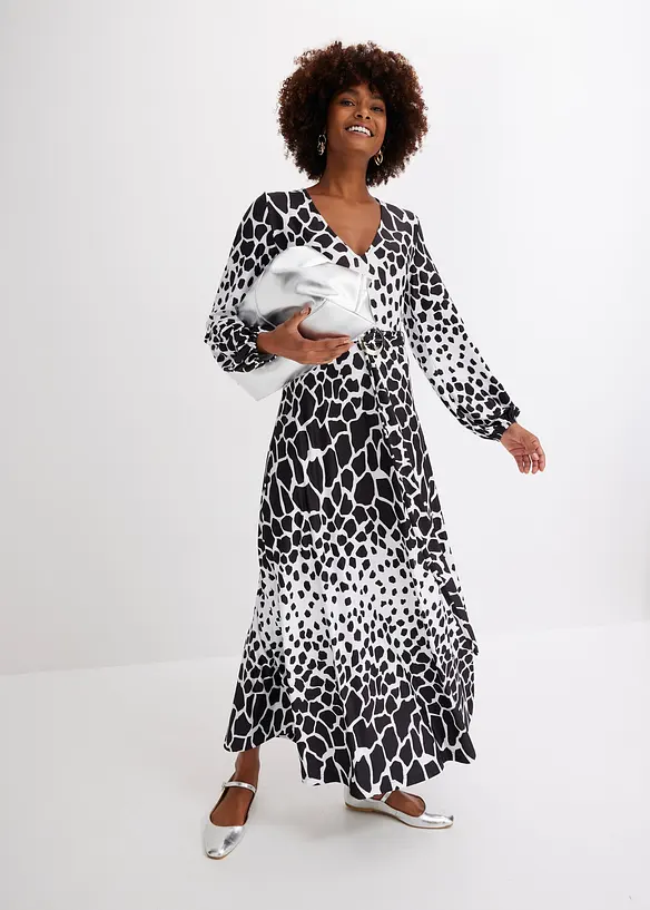 Robe en jersey avec lien &agrave; la taille et anneau, bonprix