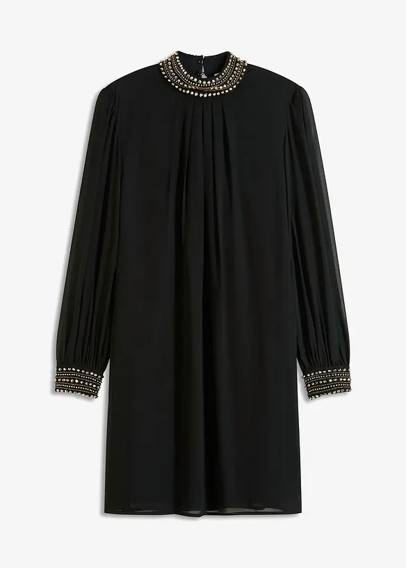 Robe style blouse en léger crêpe ornée de perles brodées, bonprix