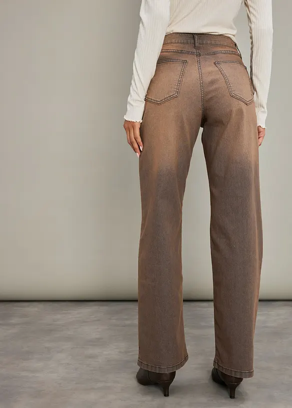 Jean large taille haute, délavage vintage, bonprix
