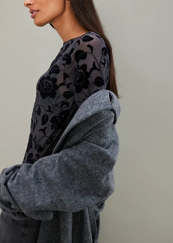 T-shirt manches longues légèrement transparent, bonprix