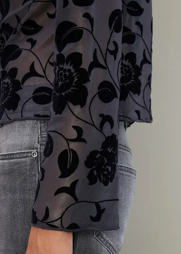 T-shirt manches longues légèrement transparent, bonprix